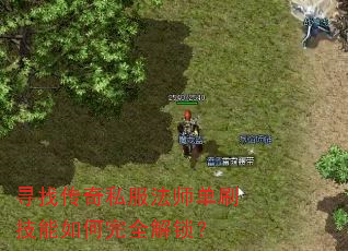 寻找传奇私服法师单刷技能如何完全解锁? 寻找传奇私服法师单刷技能如何完全解锁?