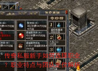 传奇私服新手如何选择职业?职业特点与团队定位解析 传奇私服新手如何选择职业?职业特点与团队定位解析