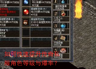 如何快速提升传奇私服角色等级与爆率? 如何快速提升传奇私服角色等级与爆率?